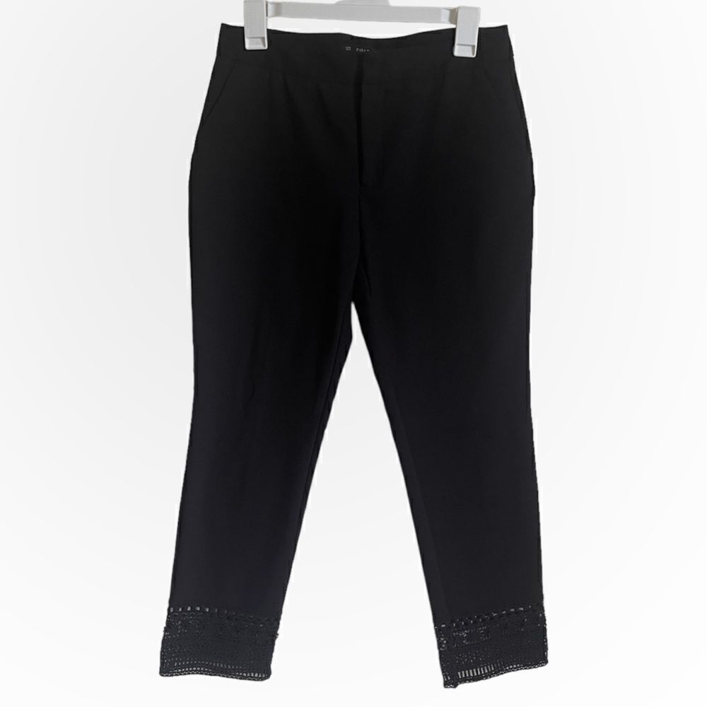 ZARA Black Crochet Straight Pant Medium - Picture 4 of 13